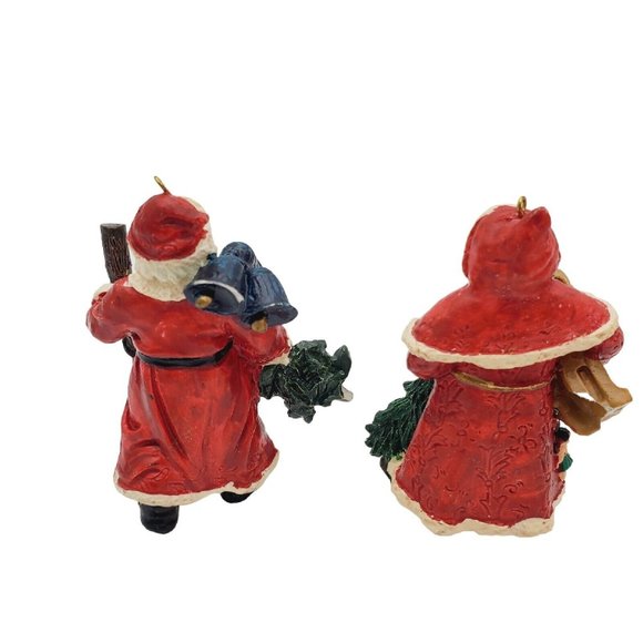 VTG Plastic Santa Ornaments  3"‎ St Nicholas Set 2x Christmas Sled Holiday - Picture 3 of 6